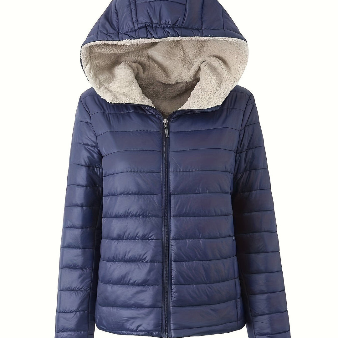 Drune | Wärme Puffjacke mit Reißverschluss und Futter Aus Kunstfell
