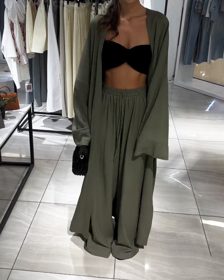 Drune | Leinen Kimono Und Hosen Satz