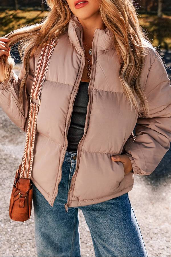 Drune | Rosa Volle Reißverschluss Gesteppt Pufferjacke