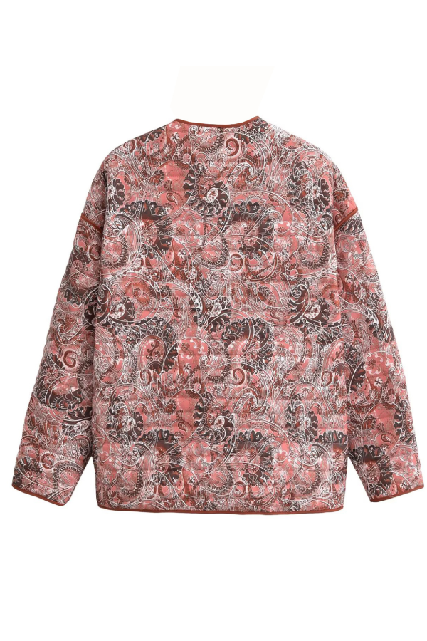 Drune | Print Lockere V-Ausschnitt Cardigan Baumwolljacke