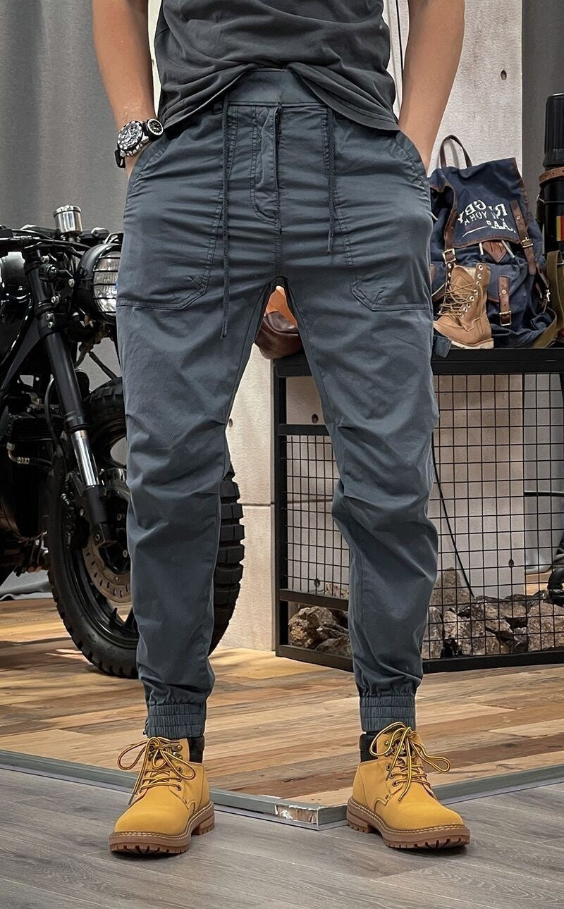 Drune | Retro Herren Latzhose Mit Mehreren Taschen Und Elastischer Taille