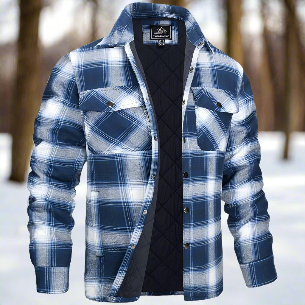 Drune | Shirtjacke Steppflanell Karomuster Druckknöpfe Brusttaschen