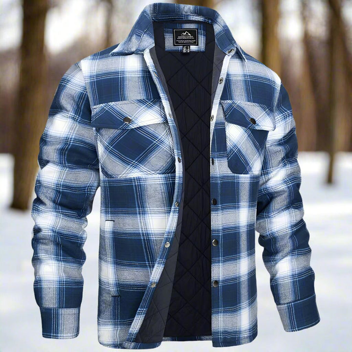 Drune | Shirtjacke Steppflanell Karomuster Druckknöpfe Brusttaschen