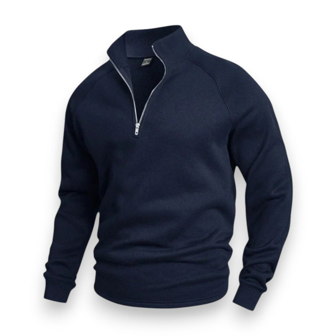 Drune | Hochkragen Strickpullover Halb Reißverschluss Komfort und Stil