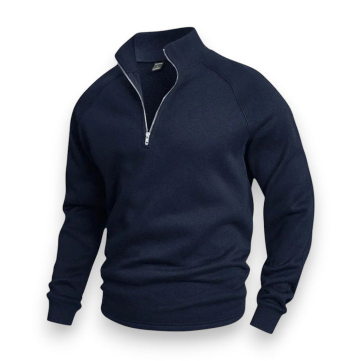 Drune | Hochkragen Strickpullover Halb Reißverschluss Komfort und Stil