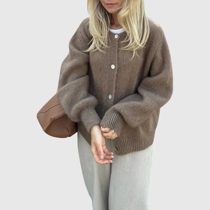 Drune | Damen Cashmere Cardigan mit Rundhalsausschnitt und Knopfverschluss