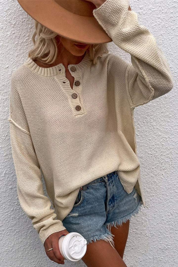 Drune Solid Color Übergrößen V-Ausschnitt Pullover