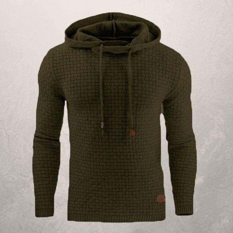 Drune | Slim Fit Kapuzenpullover Korbmuster Strick Kapuzenpullover