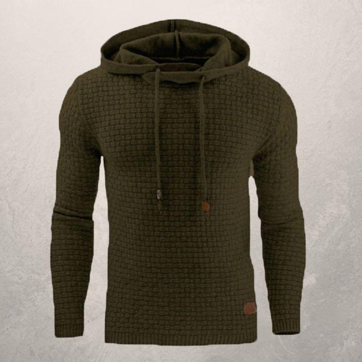 Drune | Slim Fit Kapuzenpullover Korbmuster Strick Kapuzenpullover