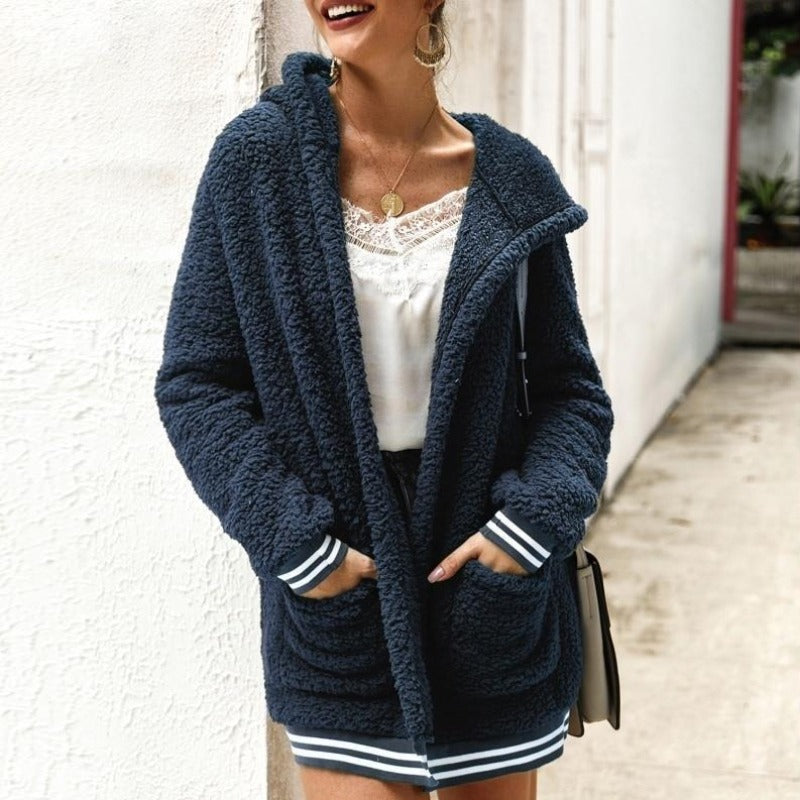 Drune | Kapuzenpullover Weiches Sherpa Fleece Lässige Passform Warme Taschen
