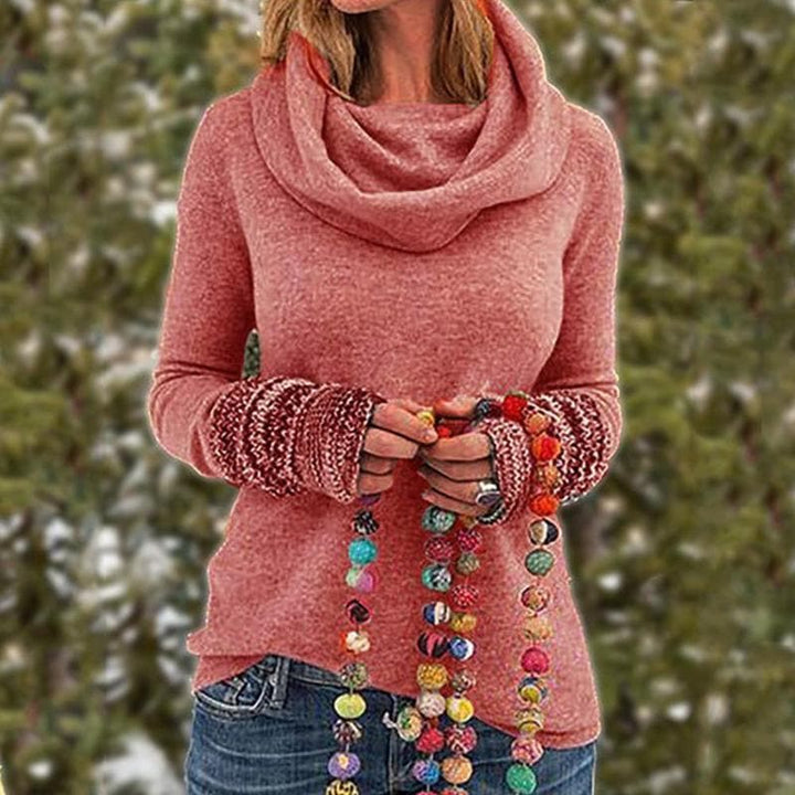 Drune | Wolle Cowl Neck Pullover Sweatshirt Lässiger Schnitt Pullover