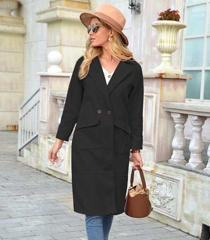 Drune | Lange Wollmantel mit Taschen Wollmischung Elegant und Zeitlos