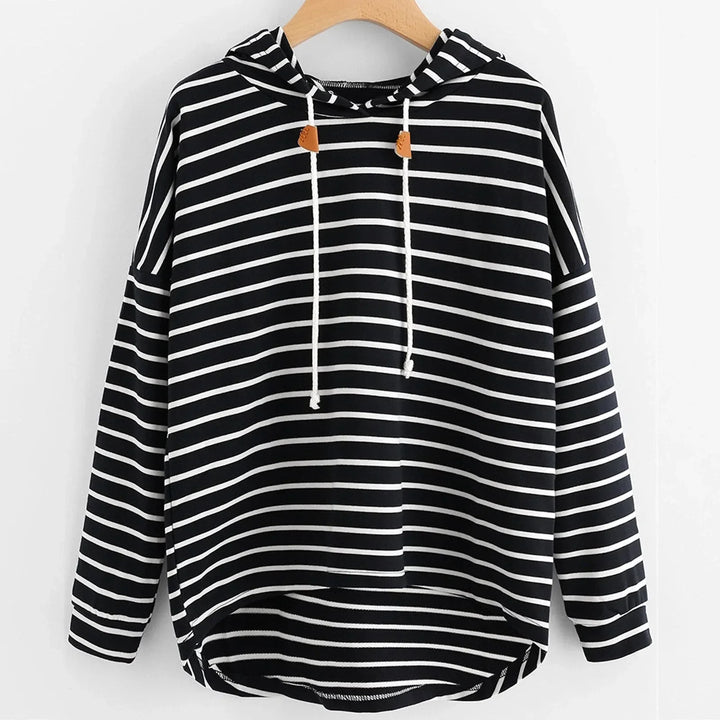 Drune | Kapuzenpullover Gestreiftes Design Bequeme Lockere Passform Langärmlig Freizeit