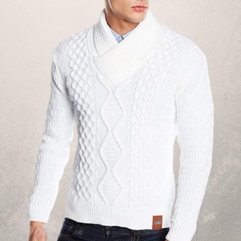 Drune | Wollschal Kragen Pullover Kabelstrick Winterpullover
