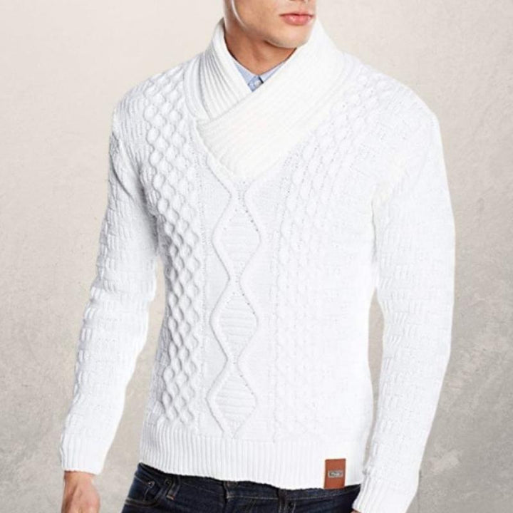 Drune | Wollschal Kragen Pullover Kabelstrick Winterpullover