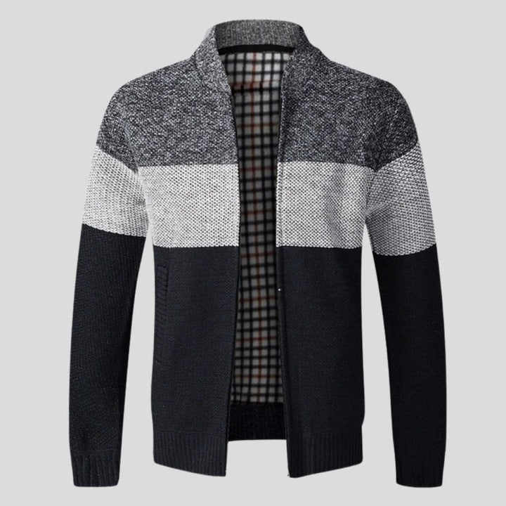 Drune | Strickjacke Reißverschluss Gerippter Kragen, Bündchen Und Saum Bequeme Passform