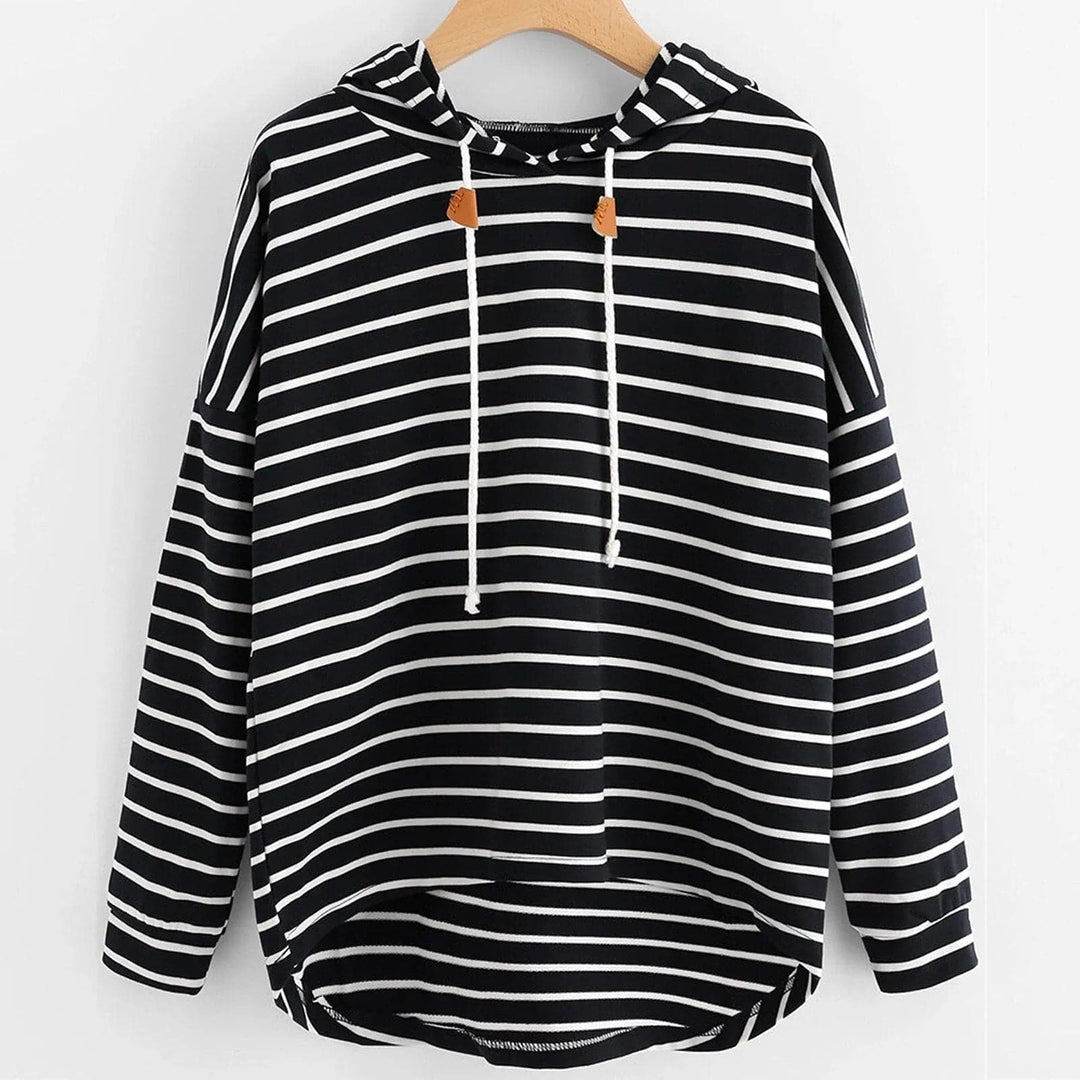 Drune | Hoodie - Streifenmuster - Lockere Passform - weiches Strickmaterial mit Kordelzugkapuze