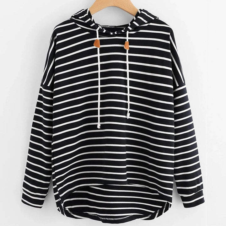 Drune | Hoodie - Streifenmuster - Lockere Passform - weiches Strickmaterial mit Kordelzugkapuze