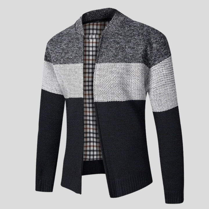 Drune | Strickjacke Reißverschluss Gerippter Kragen, Bündchen Und Saum Bequeme Passform