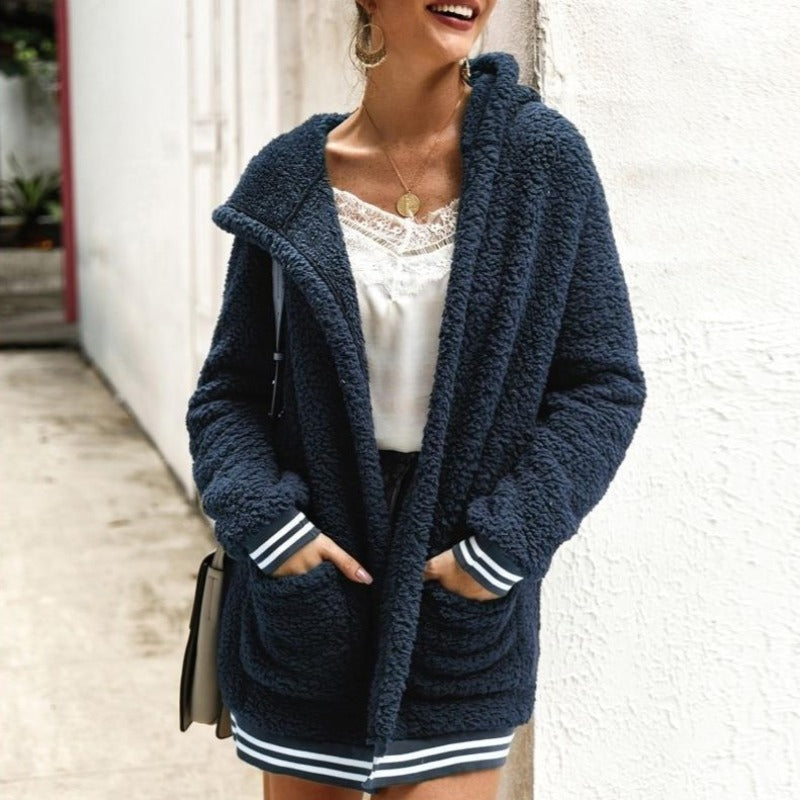 Drune | Kapuzenpullover Weiches Sherpa Fleece Lässige Passform Warme Taschen