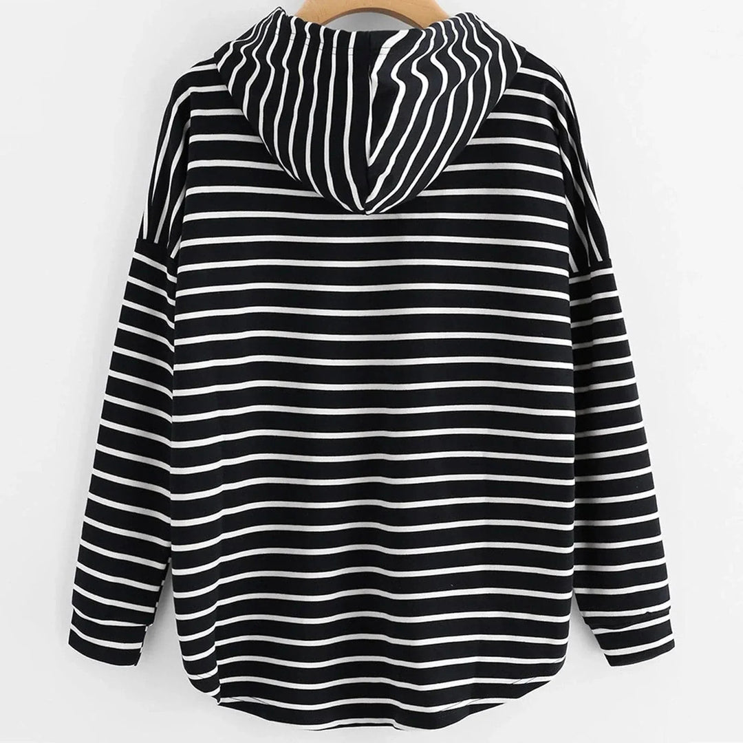 Drune | Hoodie - Streifenmuster - Lockere Passform - weiches Strickmaterial mit Kordelzugkapuze