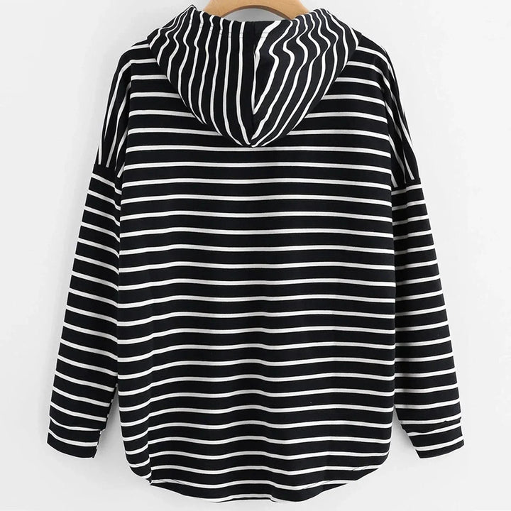 Drune | Hoodie - Streifenmuster - Lockere Passform - weiches Strickmaterial mit Kordelzugkapuze