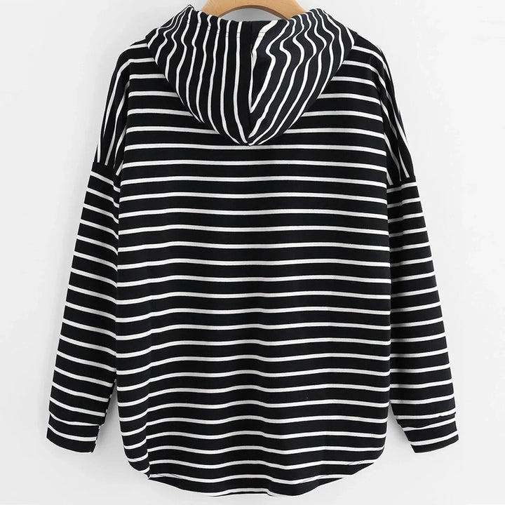 Drune | Kapuzenpullover Gestreiftes Design Bequeme Lockere Passform Langärmlig Freizeit