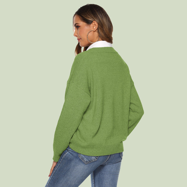 Drune | Strickpullover - V-Ausschnitt - Lockere Passform - Lange Ärmel - Weich und Bequem