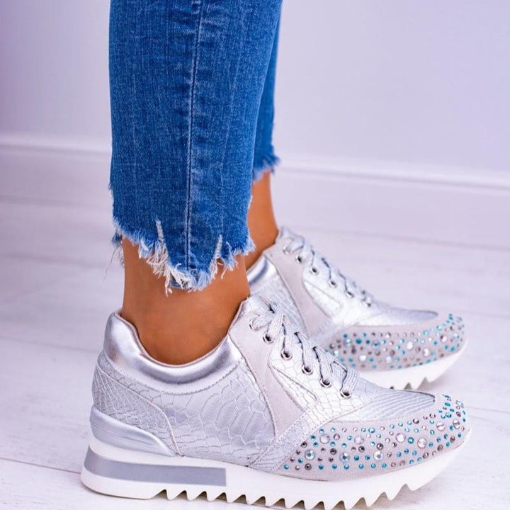 Drune | Sneaker Strukturdesign Strassdetails Dicke Sohle Schnürung