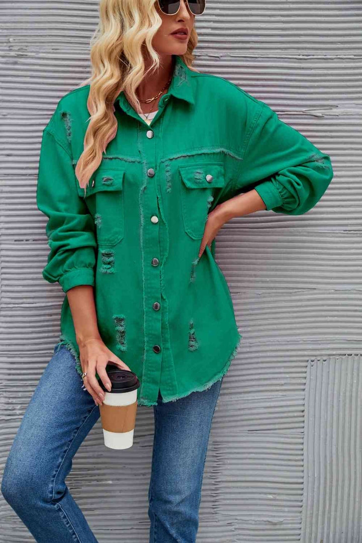 Drune | Zerrissene Rohsaum-Denimjacke