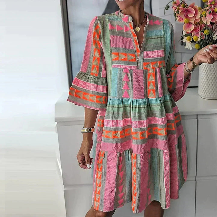 Drune | Boho Chic Bedrucktes Midi Kleid Für Damen