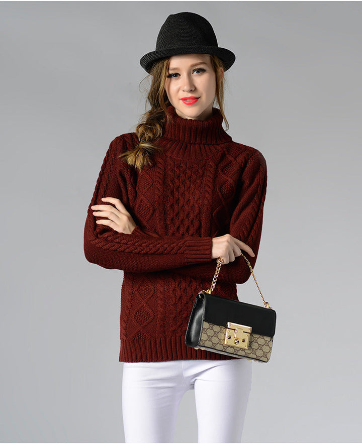 Drune | Damen Rollkragenpullover mit langen Ärmeln und Kabelstrick