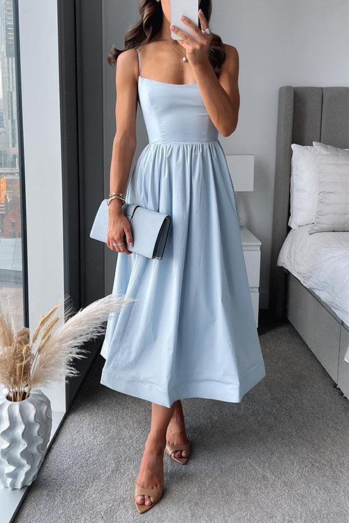 Drune | Spaghetti-Träger A-Linie Midi Kleid