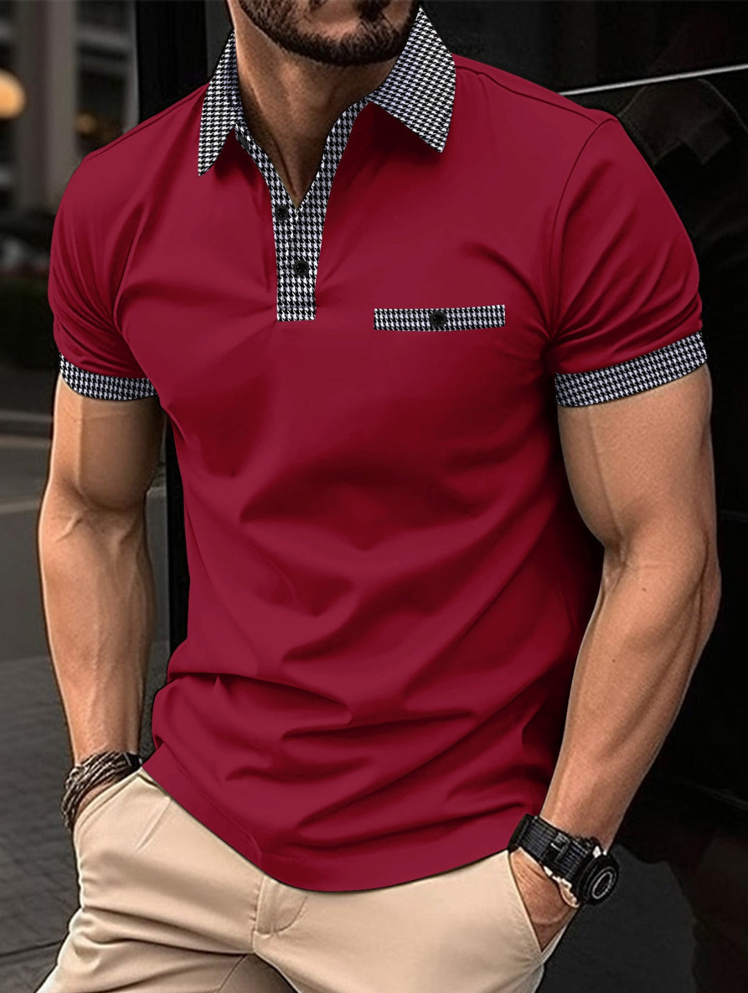 Drune | Farblich passendes POLO-Shirt mit Knöpfen