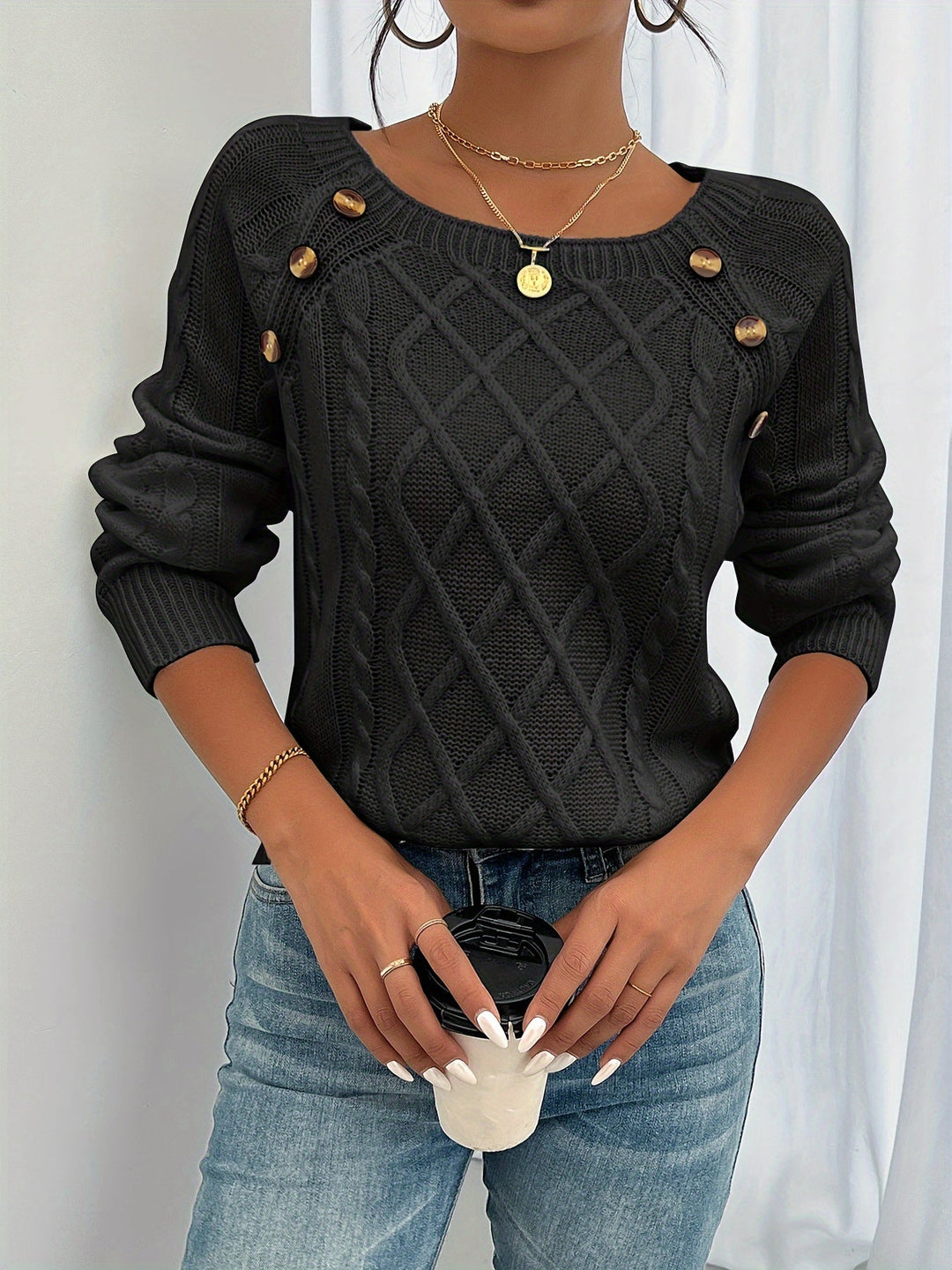 Drune | Casual Pullover Top mit Rundhalsausschnitt