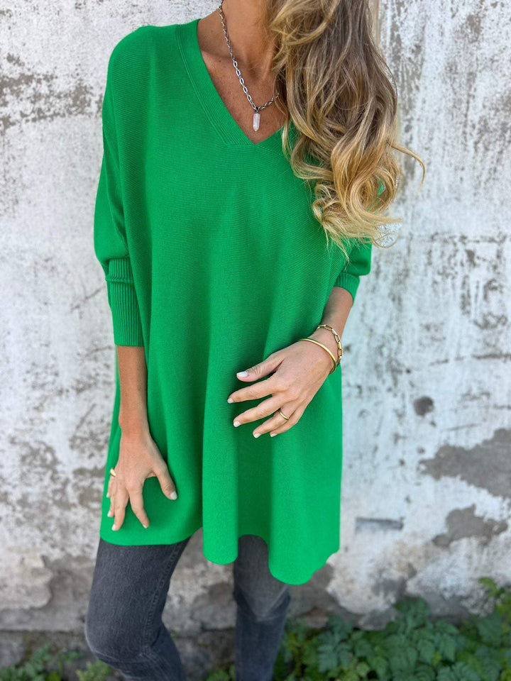 Drune | Pullover - Damen Herbst Oversized Gestrickter V-Ausschnitt Pullover