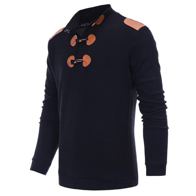 Drune | Herrenpullover mit Reißverschluss und Knöpfen