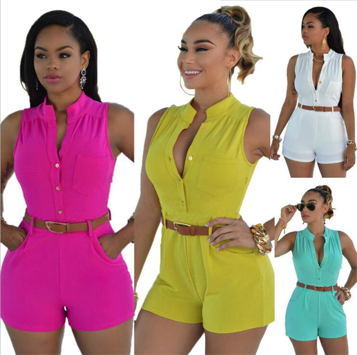 Damen Jumpsuit mit eleganter Kragenverarbeitung und Gürteldesign Drune
