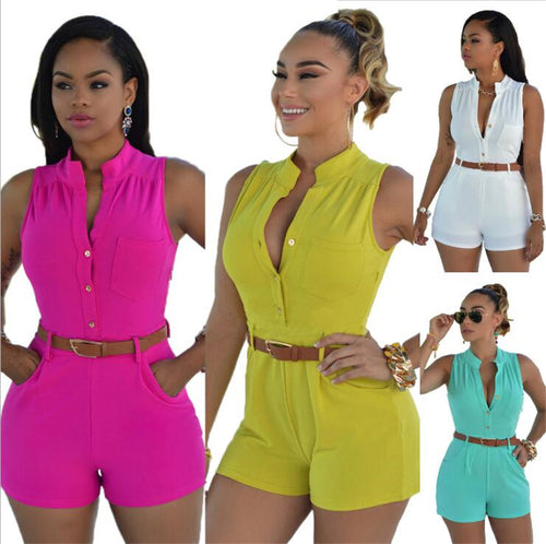 Damen Jumpsuit mit eleganter Kragenverarbeitung und Gürteldesign Drune