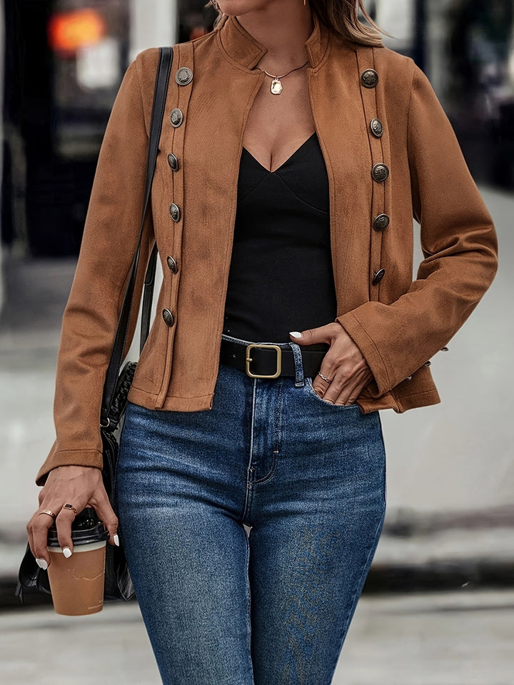 Drune | Militärisch Inspirierte Blazer mit Knopfdetails Polyester Stilvoll und Scharf