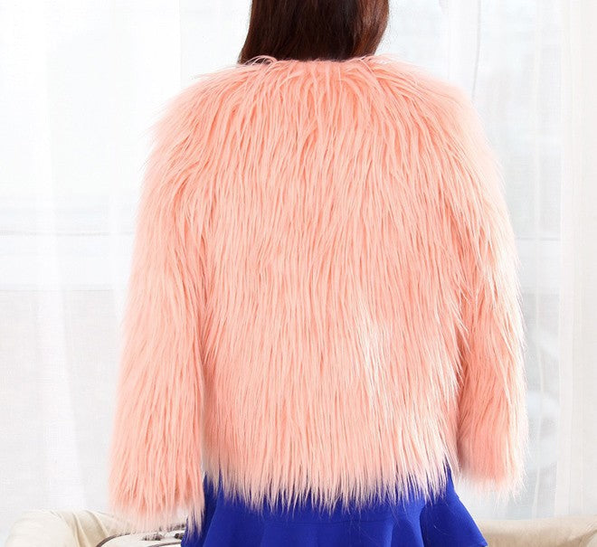 Damen Kunstfell Überwurfjacke mit voluminösem Design und eleganten Ärmeln Drune
