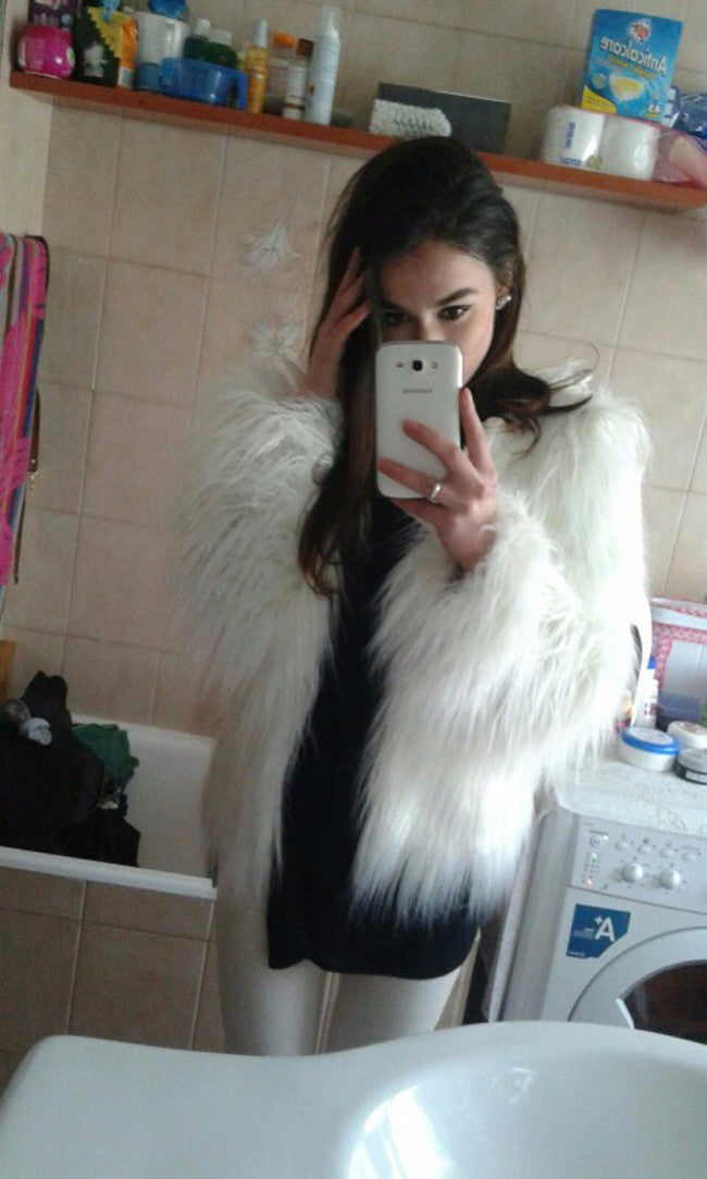 Damen Kunstfell Überwurfjacke mit voluminösem Design und eleganten Ärmeln Drune