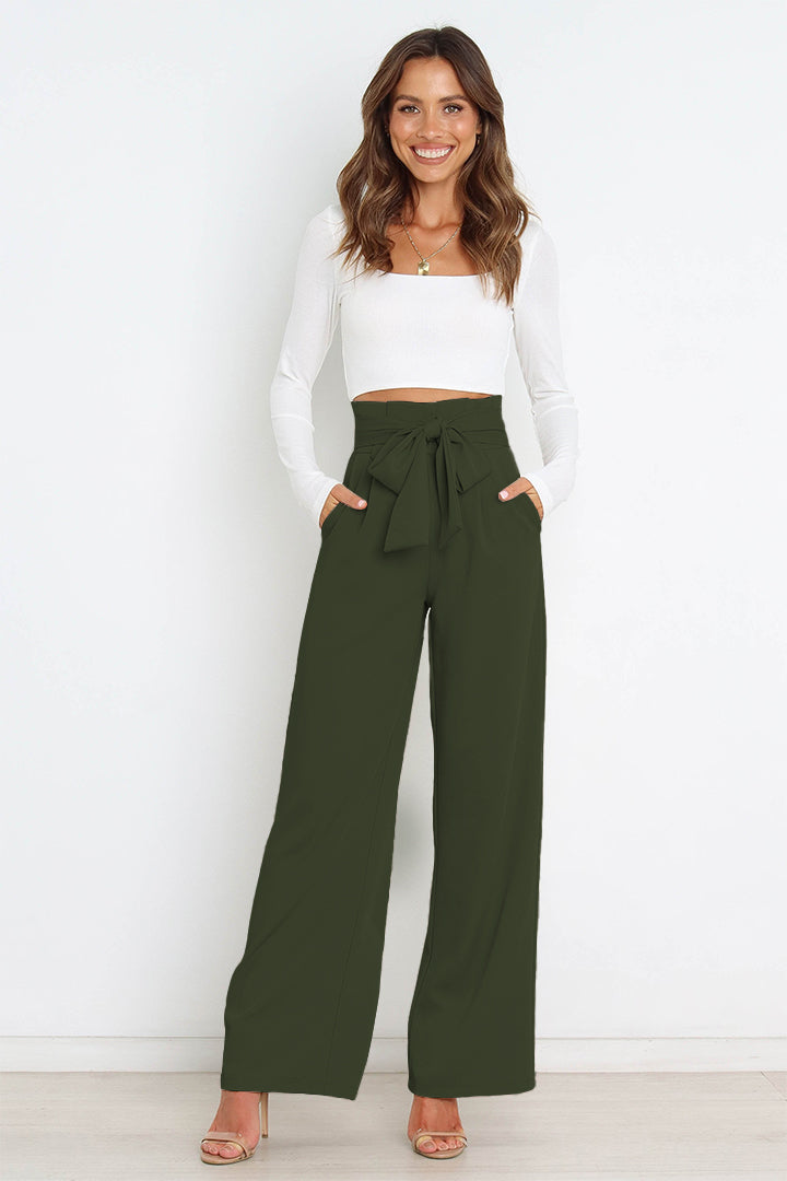 Drune | Hohe Taille Paperbag Hose mit Schleifendetail