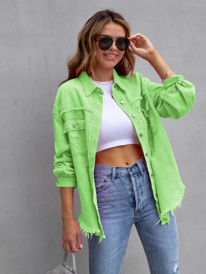 Drune | Distressed Drop Shoulder Denimjacke