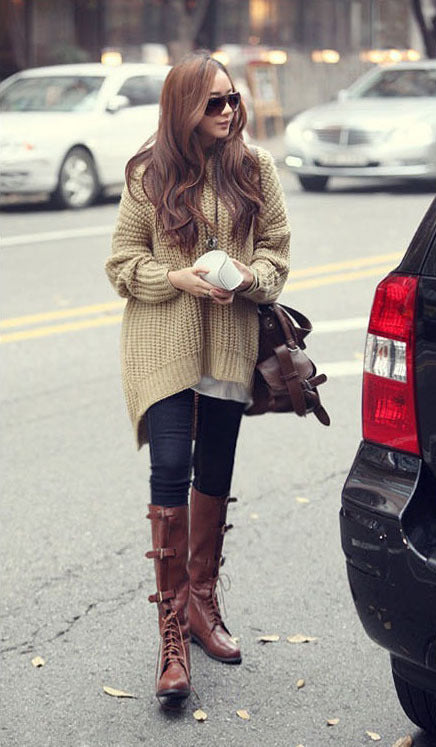 Damen Grobstrick-Poncho mit fransigen Details und Kapuze Drune