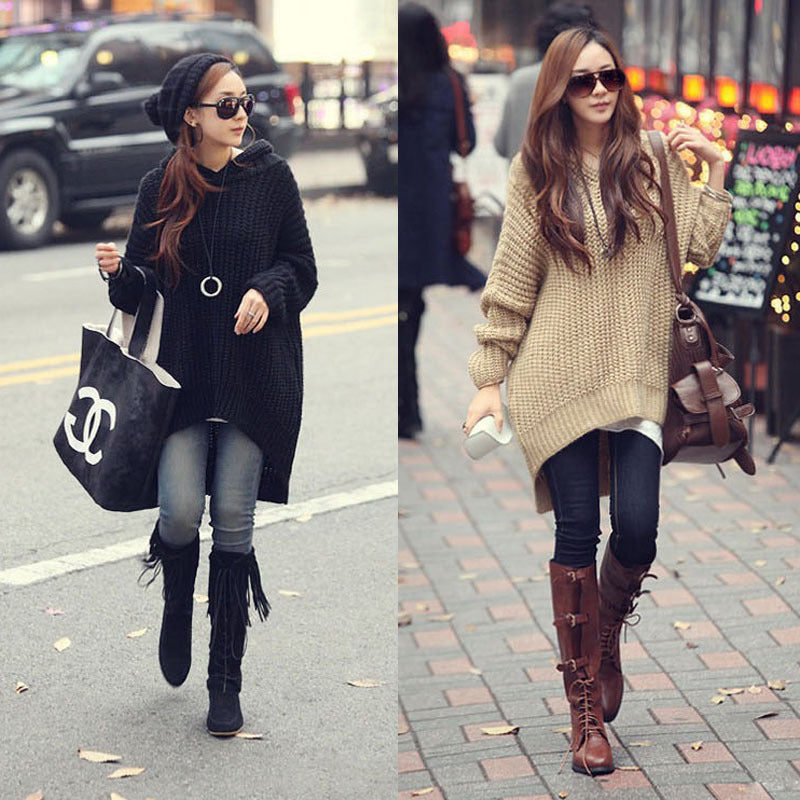 Damen Grobstrick-Poncho mit fransigen Details und Kapuze Drune