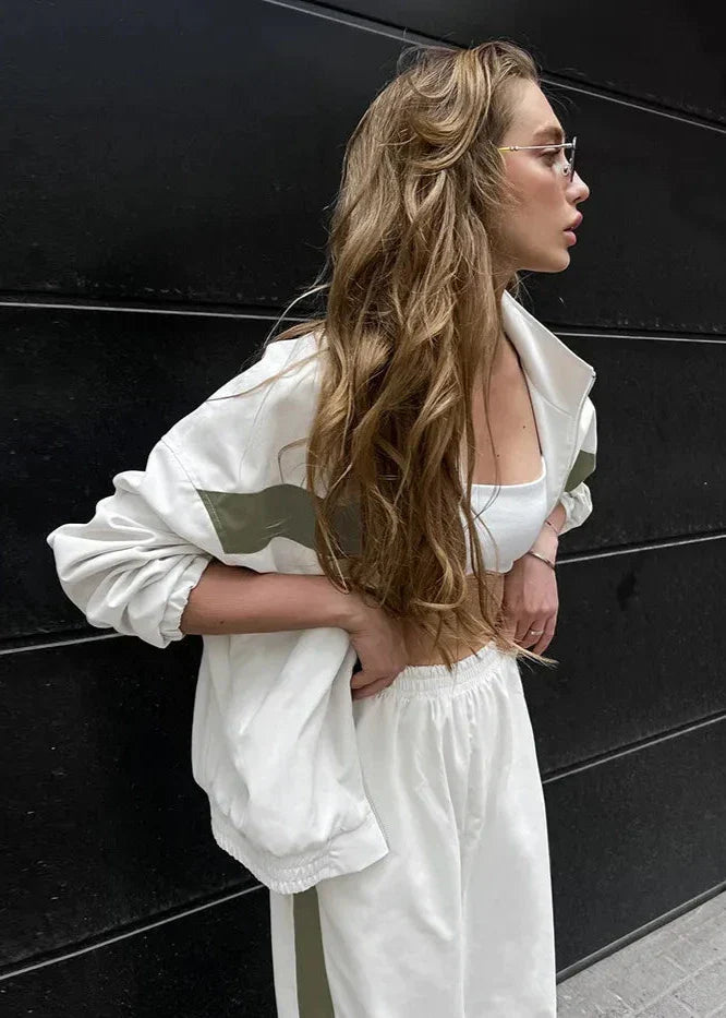 Drune | Edge - Kontrast Reißverschlussjacke und weit geschnittene Hose Set