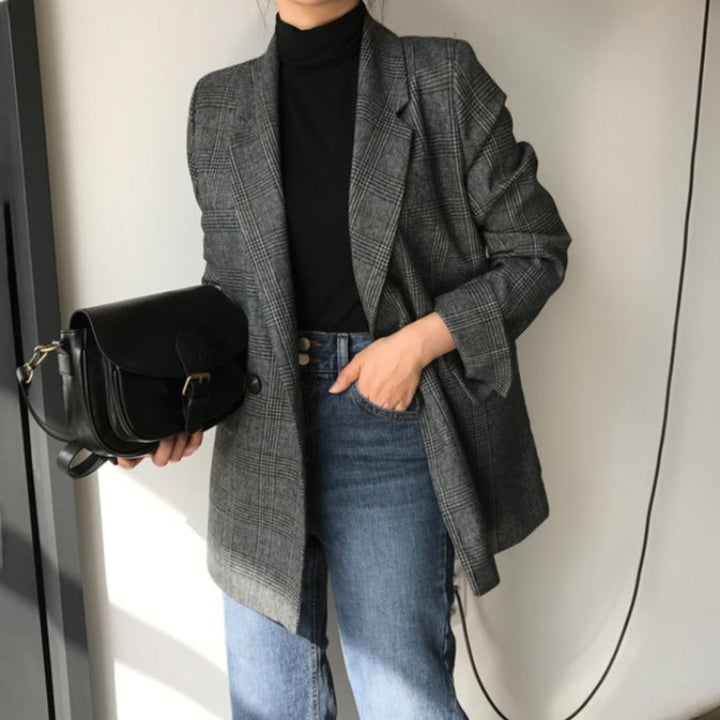 Drune | blazer mit karierter jacke