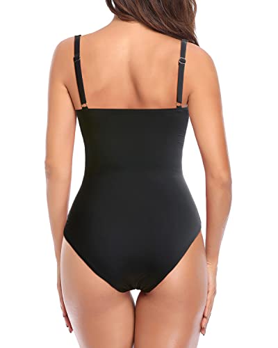Drune | V-Ausschnitt Bauch Kontrolle Badeanzug Damen Slimming Einteiliger Badeanzug
