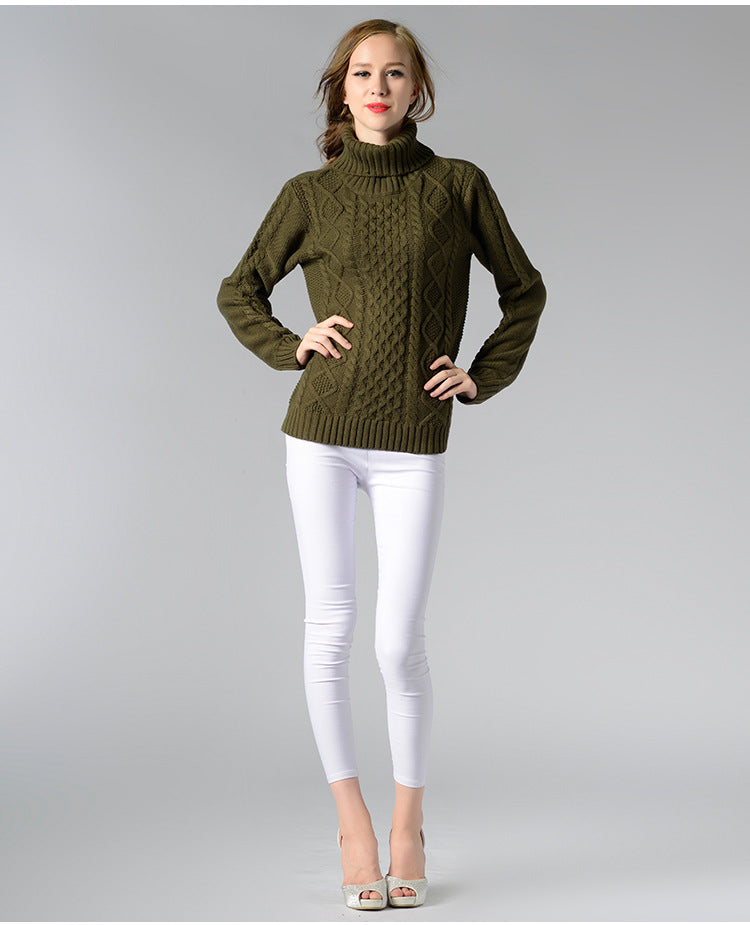 Drune | Damen Rollkragenpullover mit langen Ärmeln und Kabelstrick